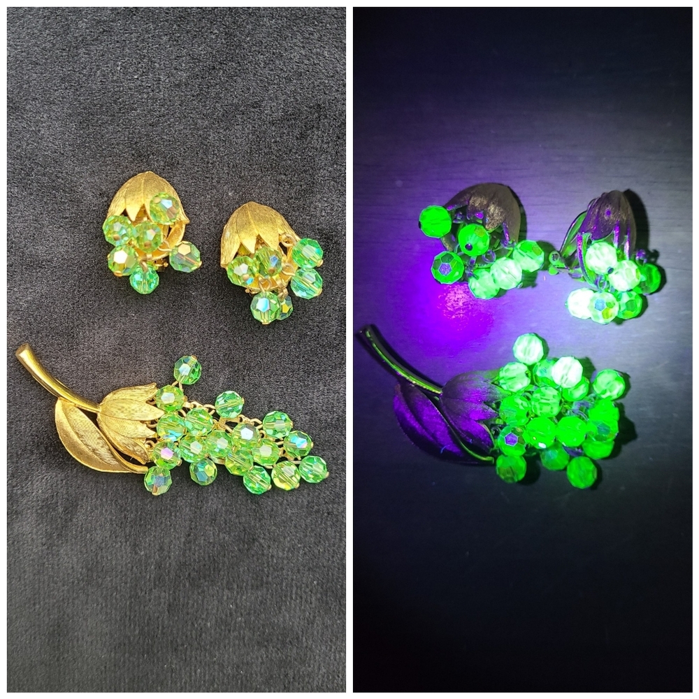 Uranium Glass Vintage Jewelry Set